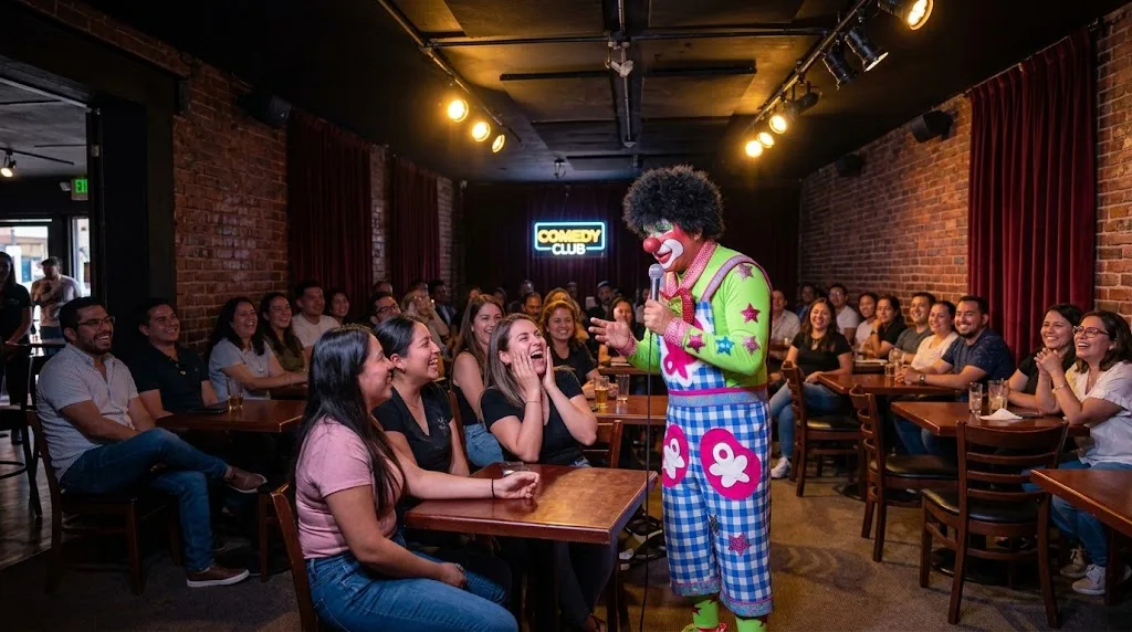 Comediante interactuando con invitados